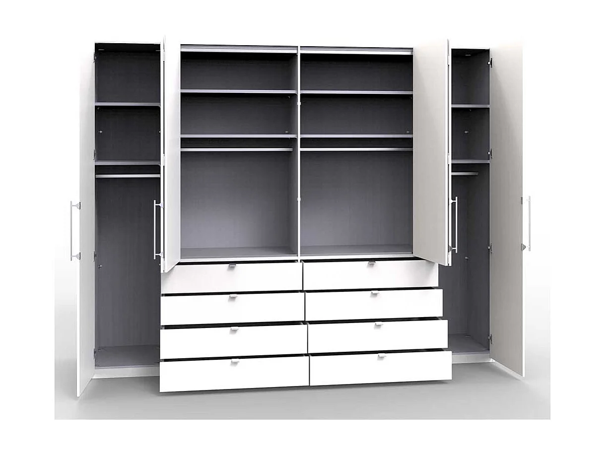 Weißer Kleiderschrank mit Schubladen Falttüren