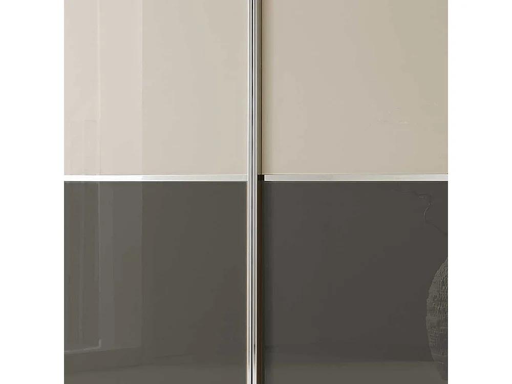 Design Schwebetürenschrank in Creme Weiß und Braun 400 cm breit