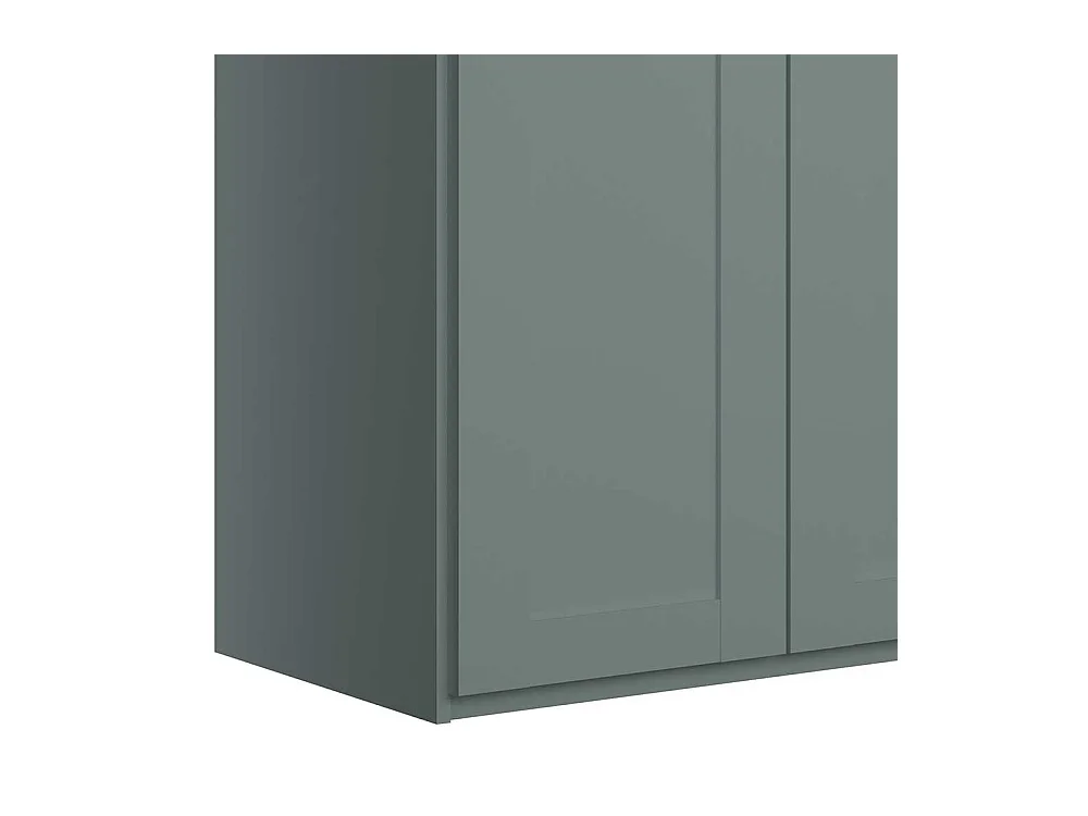 Landhaus-Kleiderschrank modern in Graugrün drei Drehtüren