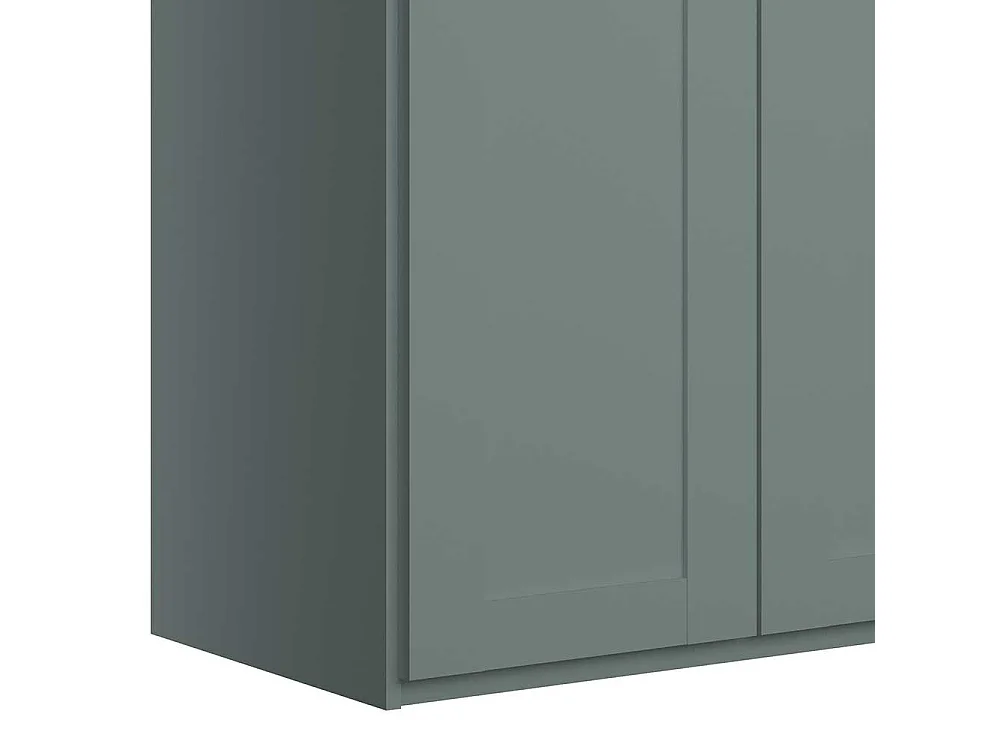 Landhaus-Kleiderschrank modern in Graugrün drei Drehtüren
