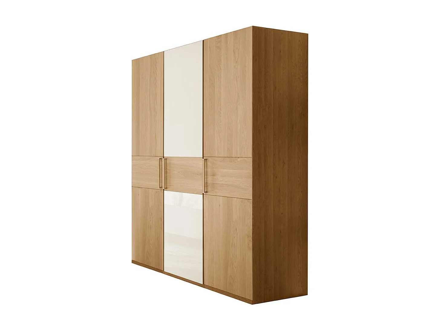 Kleiderschrank in Beige Glas beschichtet Eiche Massivholz