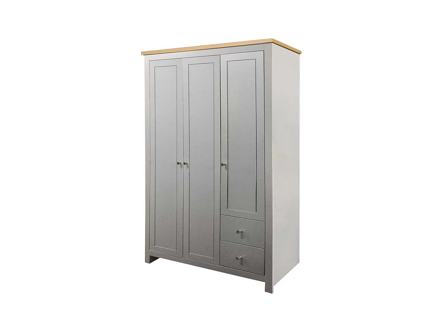 Drehtürenschrank in Grau und Eiche Optik Landhaus Design