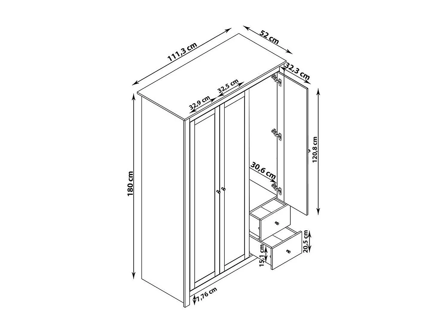 Drehtürenschrank in Grau und Eiche Optik Landhaus Design