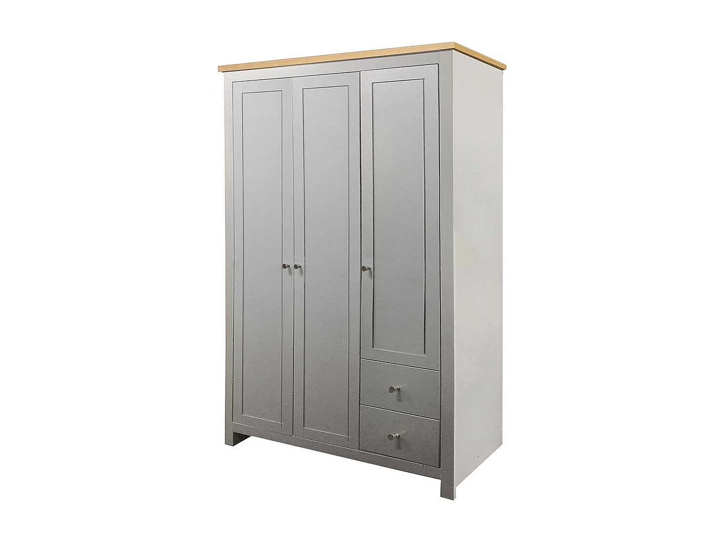 Drehtürenschrank in Grau und Eiche Optik Landhaus Design