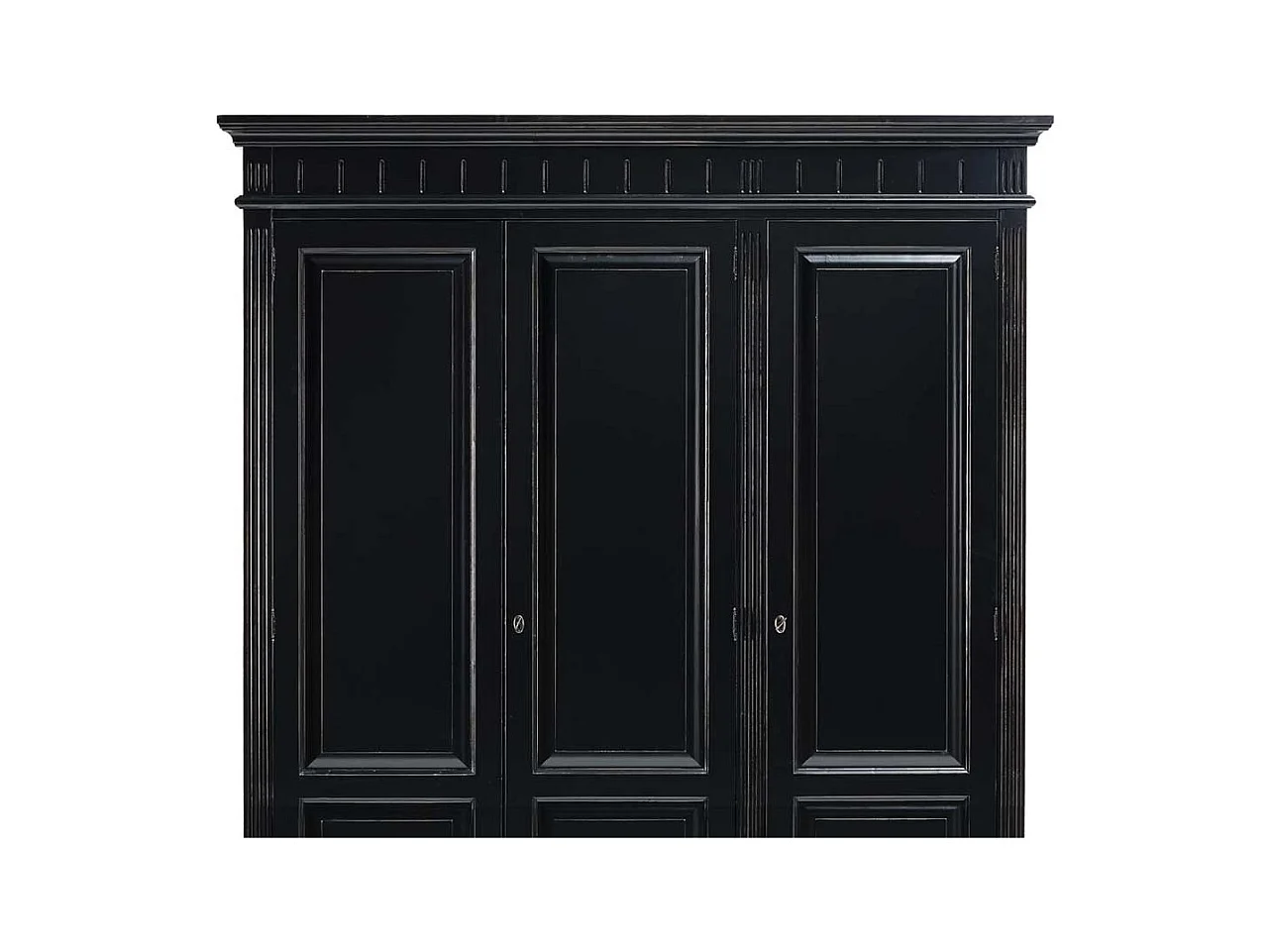 Kleiderschrank in Schwarz Fichte Massivholz