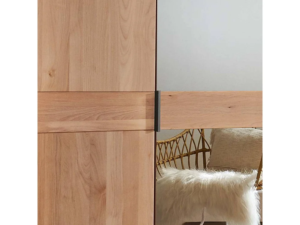 Drehtürenschrank Spiegeltürenschrank auf Sockel mit Metallgriffen