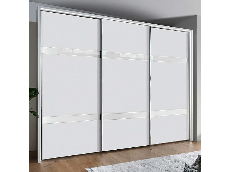 Kleiderschrank in Weiß und Chromfarben Schwebetüren
