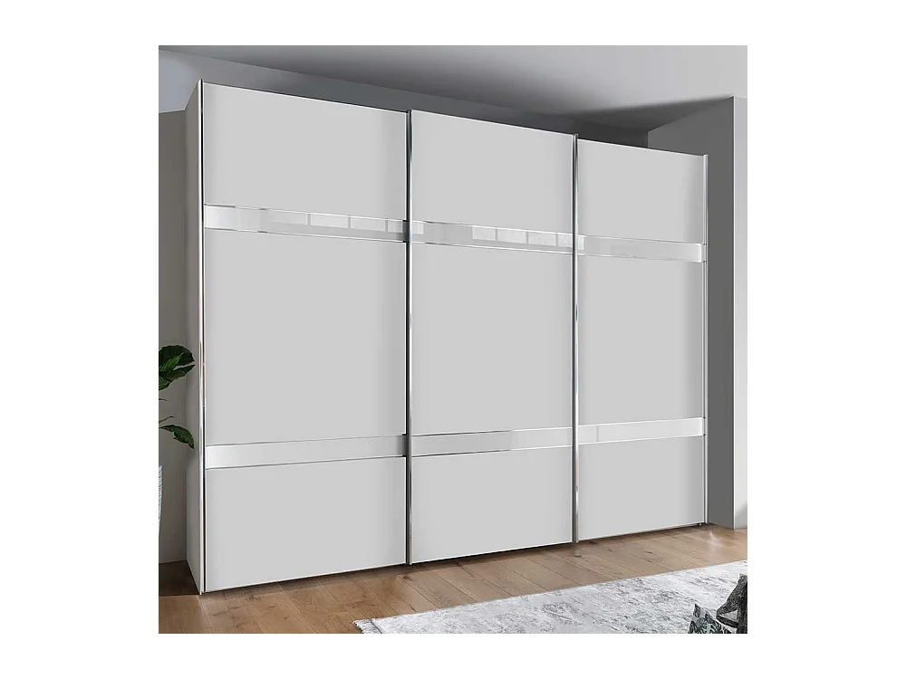 Kleiderschrank in Weiß und Chromfarben Schwebetüren