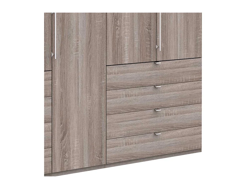 Eiche Trüffelfarbener Kleiderschrank 3 türig acht Schubladen