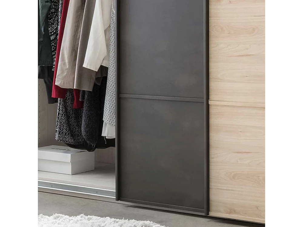 Schiebetüren Kleiderschrank in Eichefarben Dunkelgrau