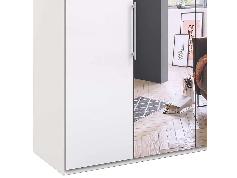 Jugend Kleiderschrank in Weiß glasbeschichtet Falttüren