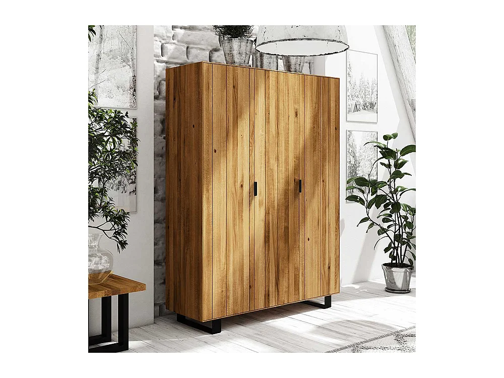 Schlafzimmerschrank aus Wildeiche Massivholz Stahl