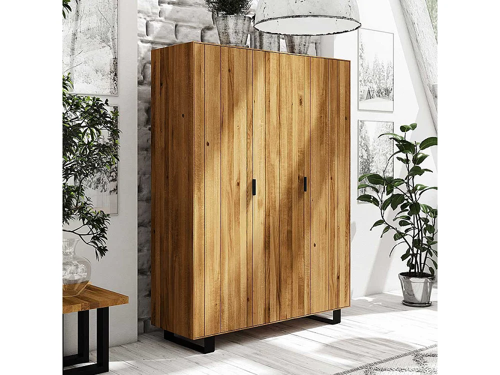 Schlafzimmerschrank aus Wildeiche Massivholz Stahl