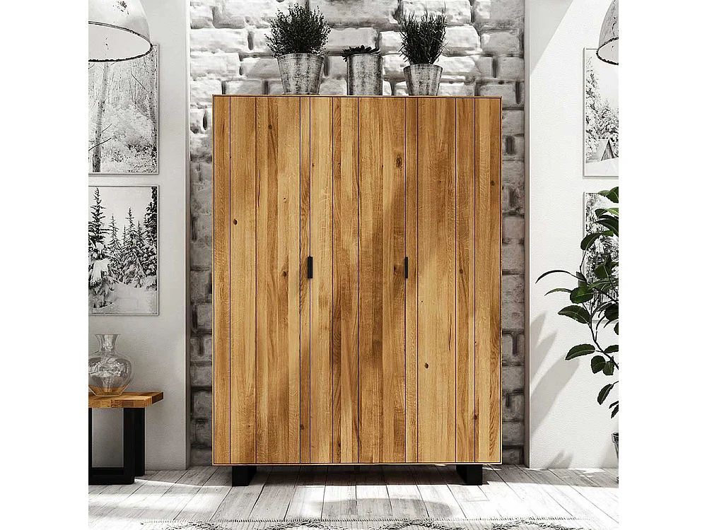 Schlafzimmerschrank aus Wildeiche Massivholz Stahl