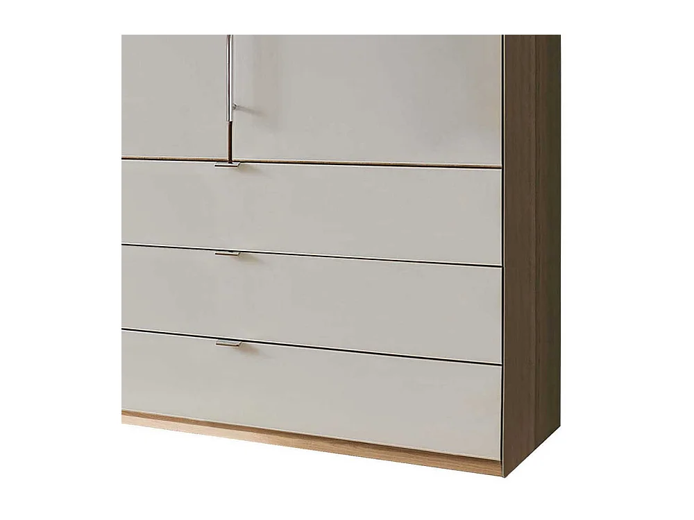 Schlafzimmerschrank in Beige und Eiche Bianco 250 cm breit