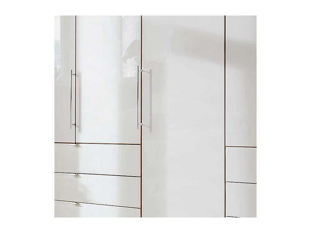 Schlafzimmerschrank in Beige und Eiche Bianco 250 cm breit