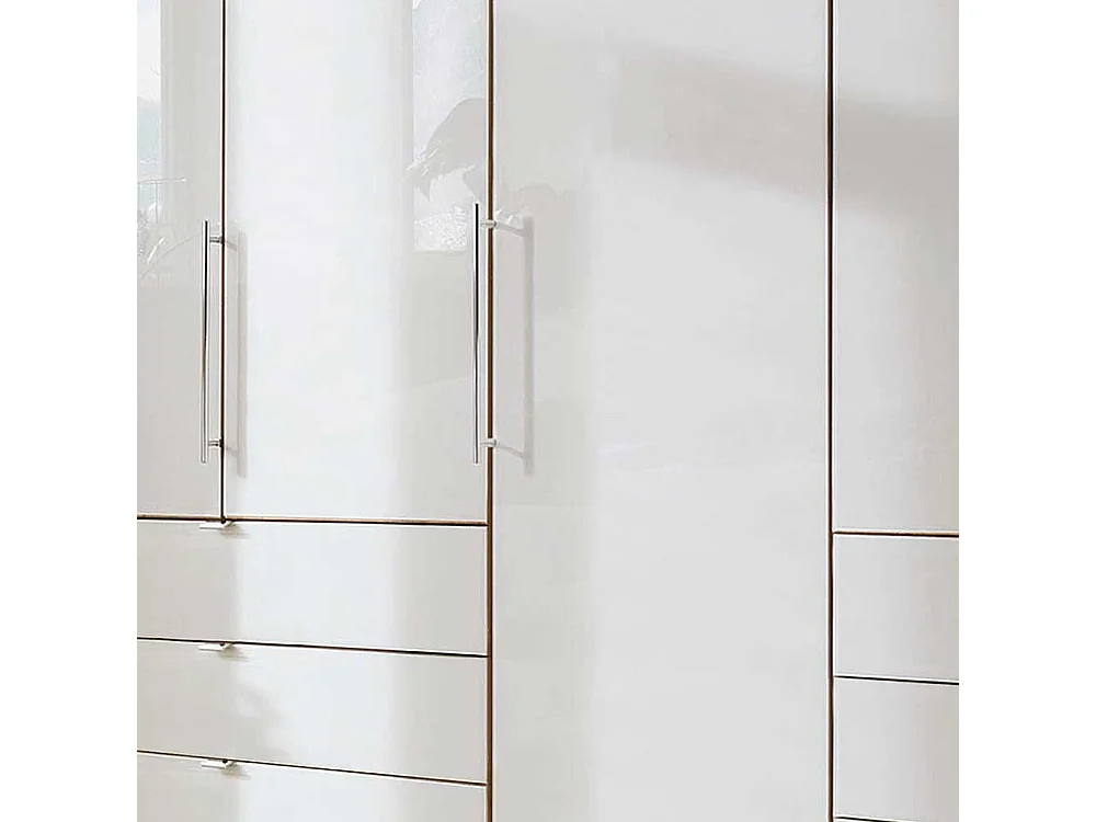 Schlafzimmerschrank in Beige und Eiche Bianco 250 cm breit