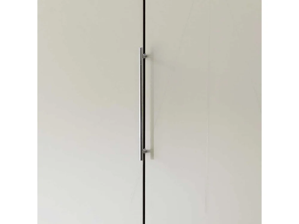 Schlafzimmer Kleiderschrank mit Faltüren und Schubladen Creme Weiß