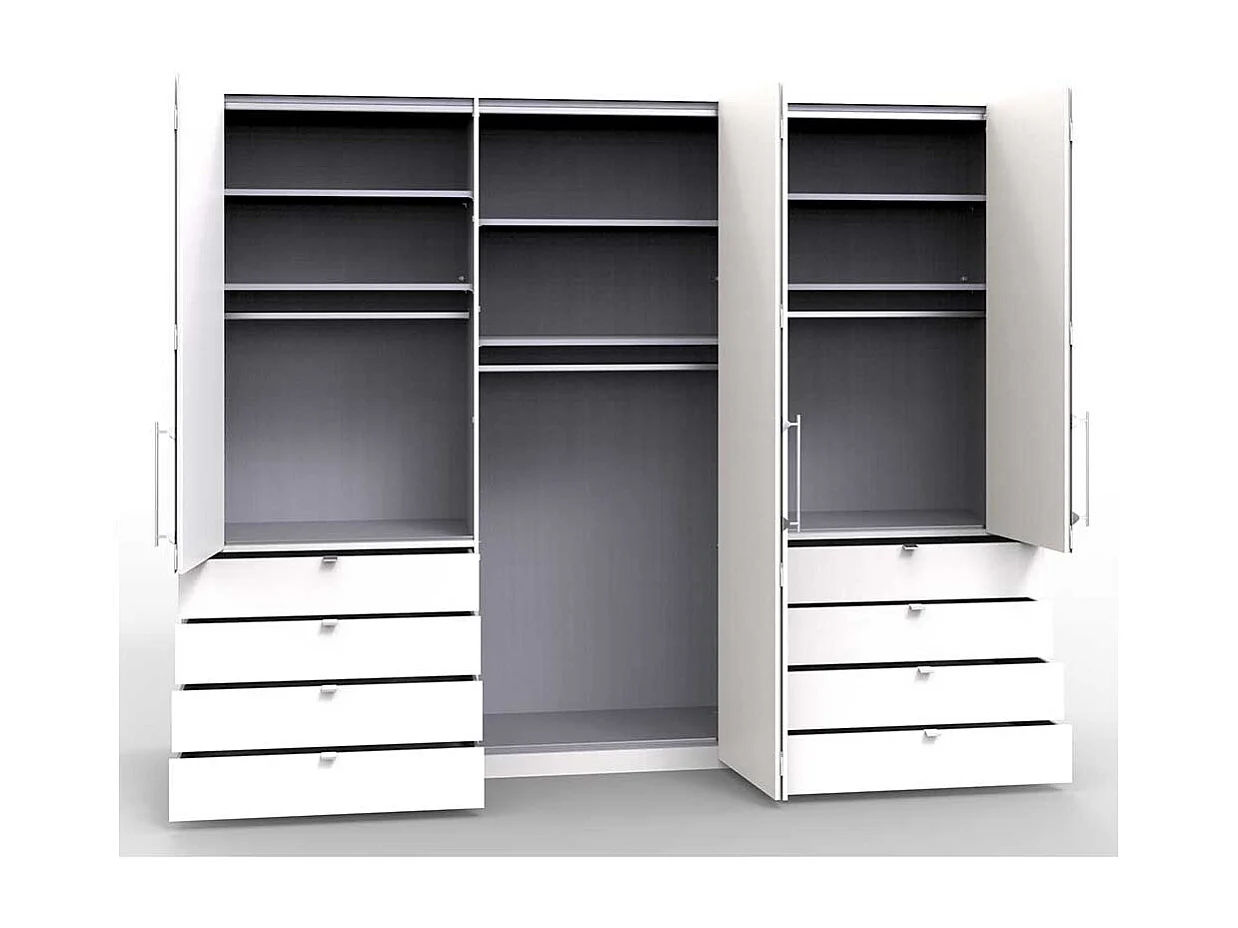 Schlafzimmer Kleiderschrank mit Faltüren und Schubladen Creme Weiß