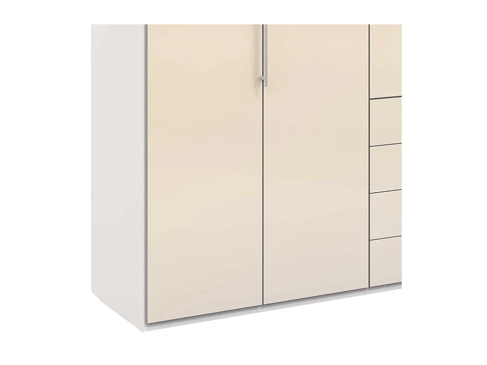 Jugendzimmer Kleiderschrank in Creme Weiß Glas beschichtet Falttüren