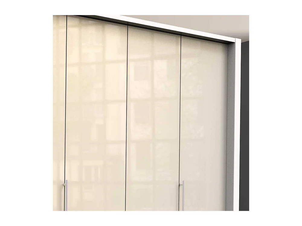 Jugendzimmer Kleiderschrank in Creme Weiß Glas beschichtet Falttüren