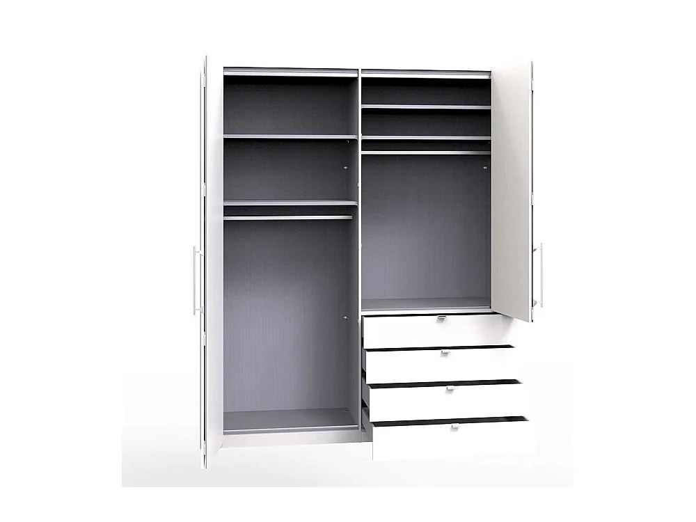 Jugendzimmer Kleiderschrank in Creme Weiß Glas beschichtet Falttüren