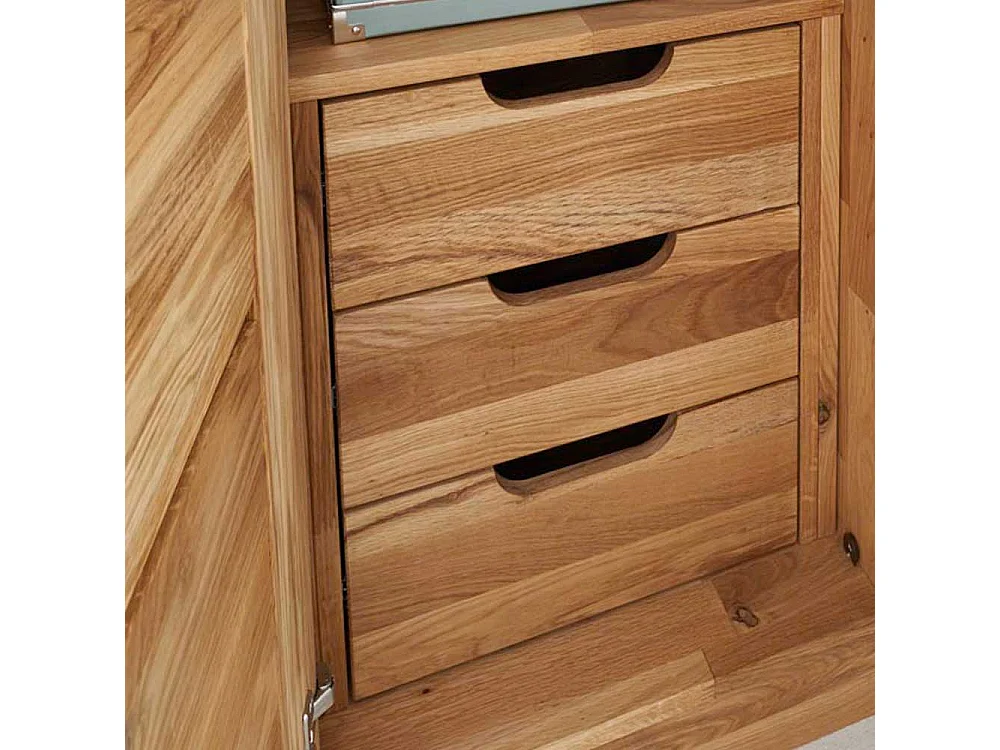 Kleiderschrank mit 3 Türen Wildeiche Massivholz