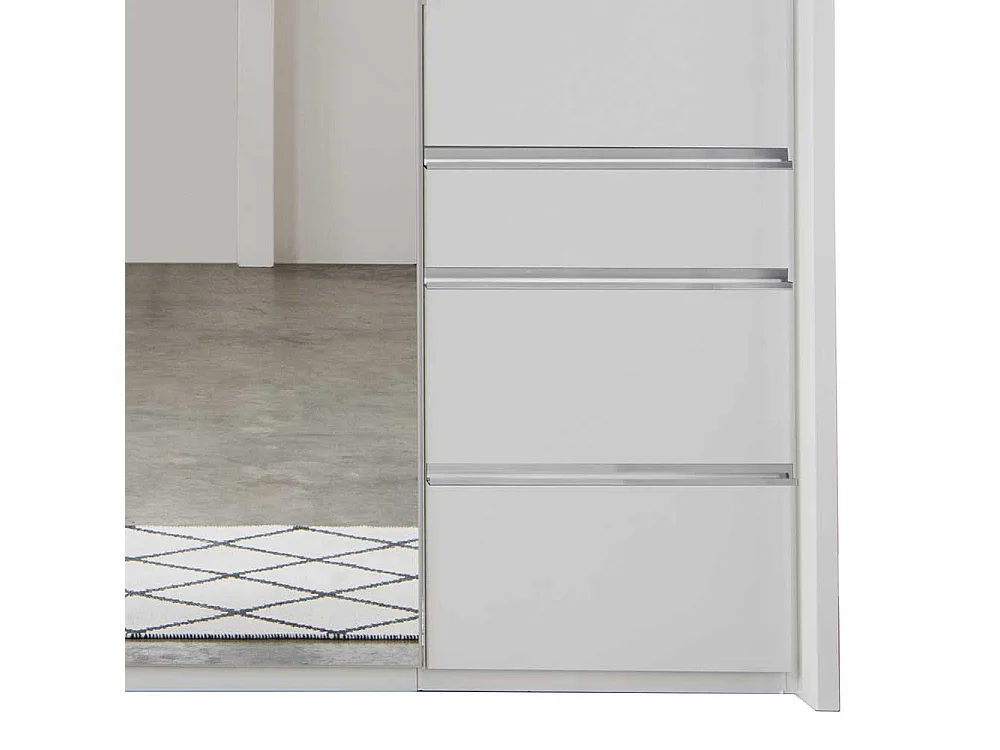 Spiegeltüren Kleiderschrank in Weiß sechs Selbsteinzug Schubladen