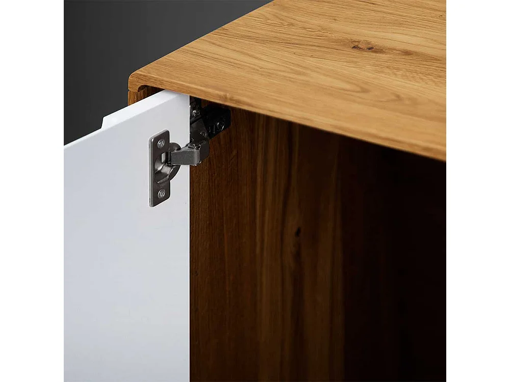 Schlafzimmerschrank in Weiß und Wildeiche 90 cm breit