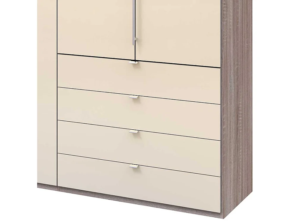 Panorama Kleiderschrank mit acht Schubladen 3 türig