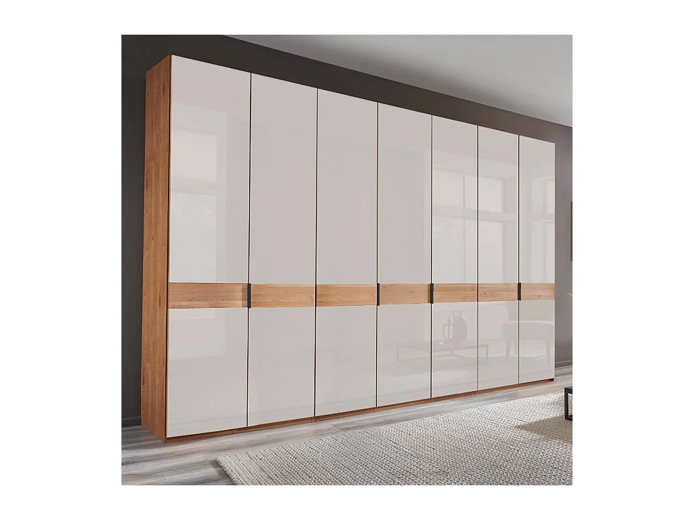 Drehtürenschrank Schlafzimmerschrank mit Metallgriffen 216 cm hoch