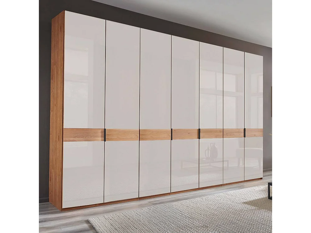 Drehtürenschrank Schlafzimmerschrank mit Metallgriffen 216 cm hoch