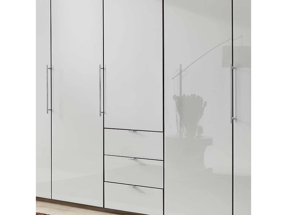 Schlafzimmerschrank in Weiß Eiche Trüffel Falttüren