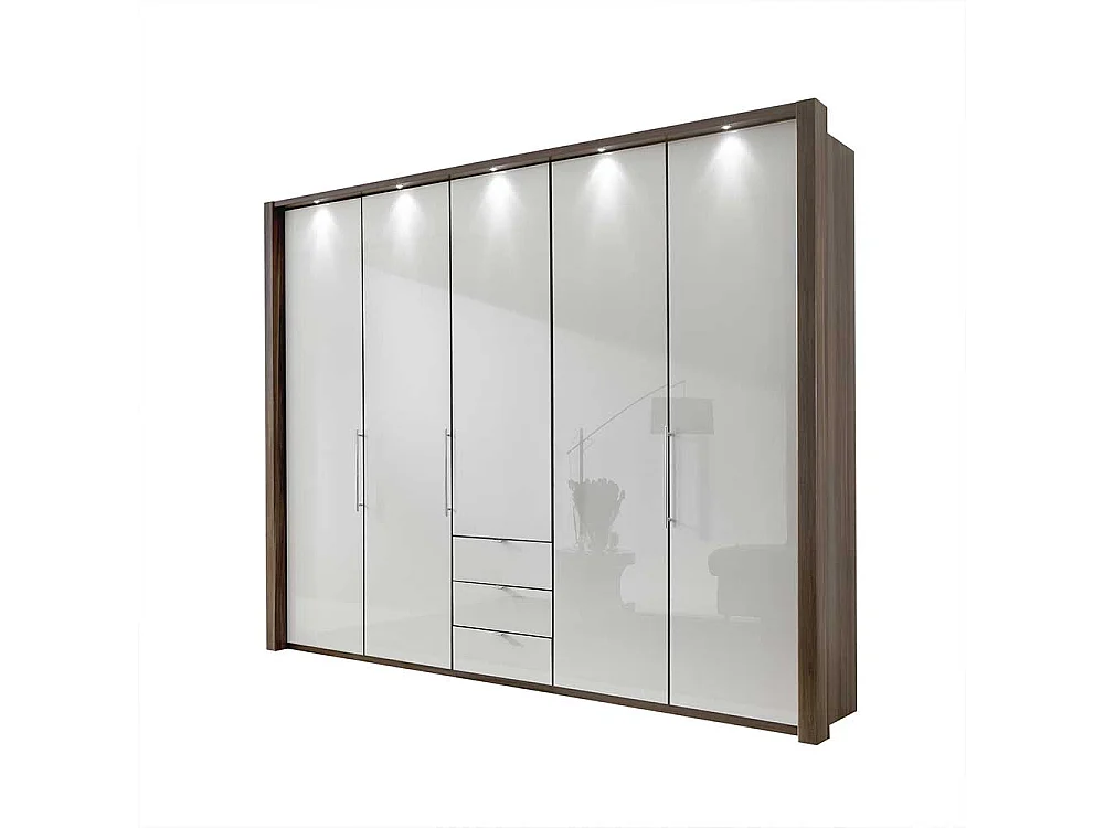 Schlafzimmerschrank in Weiß Eiche Trüffel Falttüren