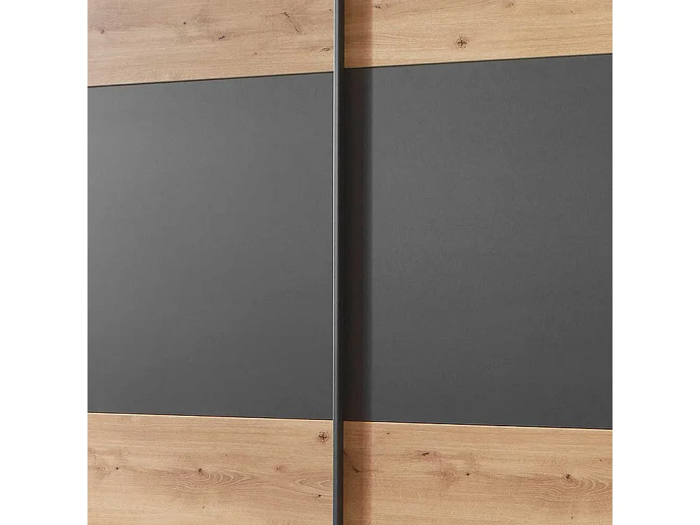 Schwebetüren Kleiderschrank in Eiche Bianco und Anthrazit Made in Germany