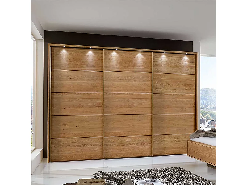 Schiebetürenschrank aus Eiche teilmassiv 310 cm breit