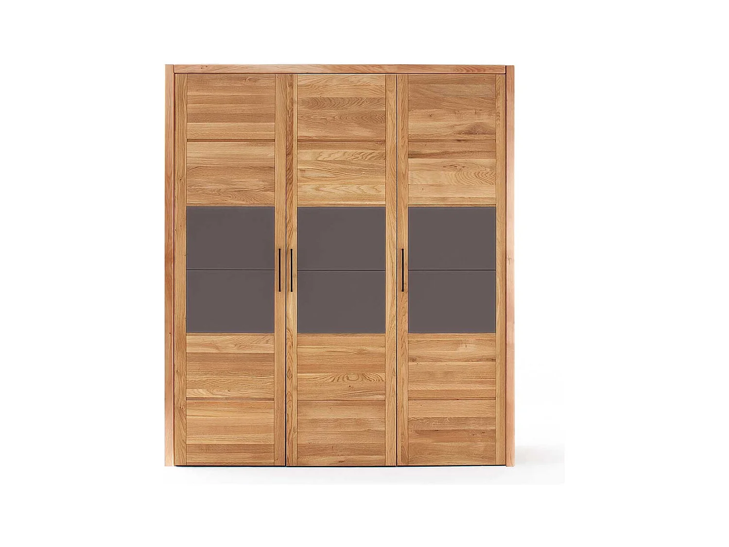 Massiver Kleiderschrank aus Wildeiche und Glas 3 türig