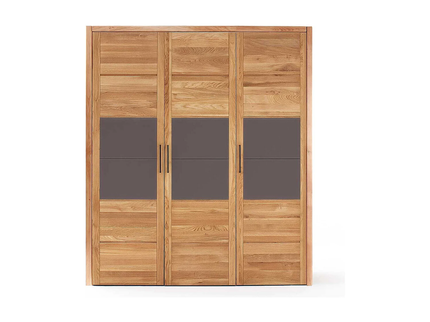 Massiver Kleiderschrank aus Wildeiche und Glas 3 türig