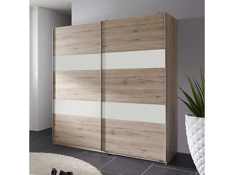 Schiebetürenschrank Schlafzimmer in Eiche San Remo Weiß