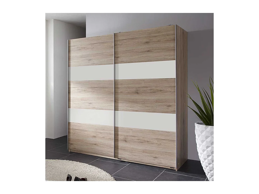 Schiebetürenschrank Schlafzimmer in Eiche San Remo Weiß