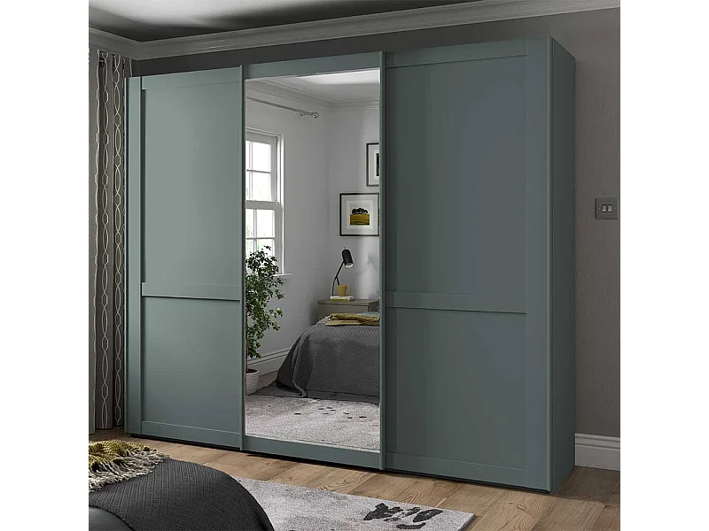 Kleiderschrank mit Schiebetüren in Graugrün Made in Germany