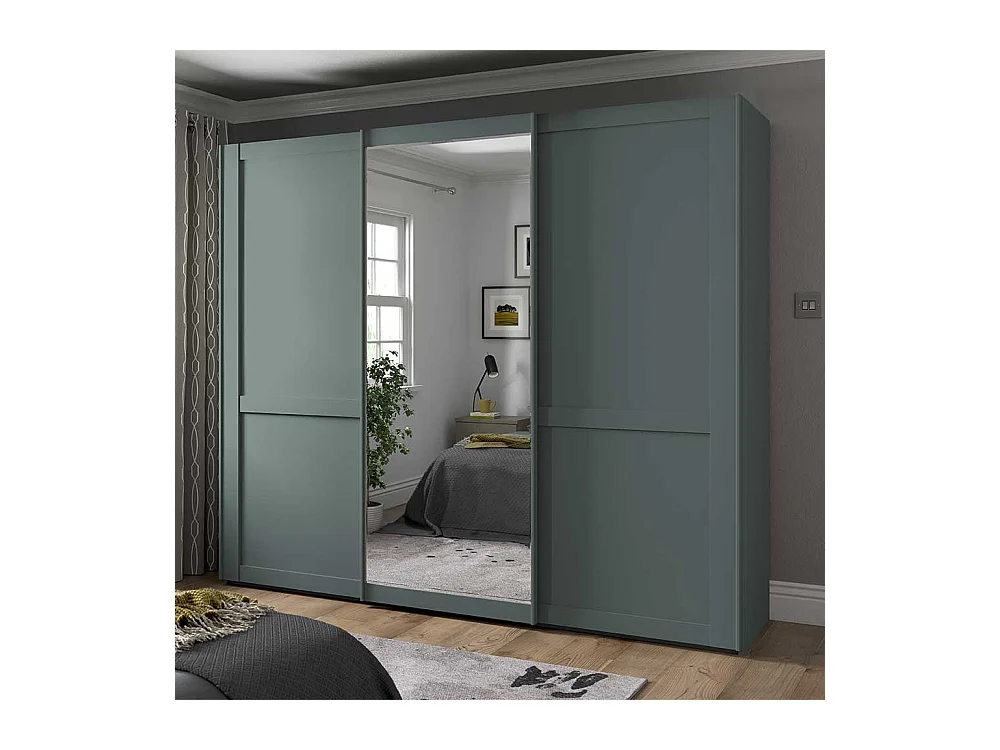 Kleiderschrank mit Schiebetüren in Graugrün Made in Germany