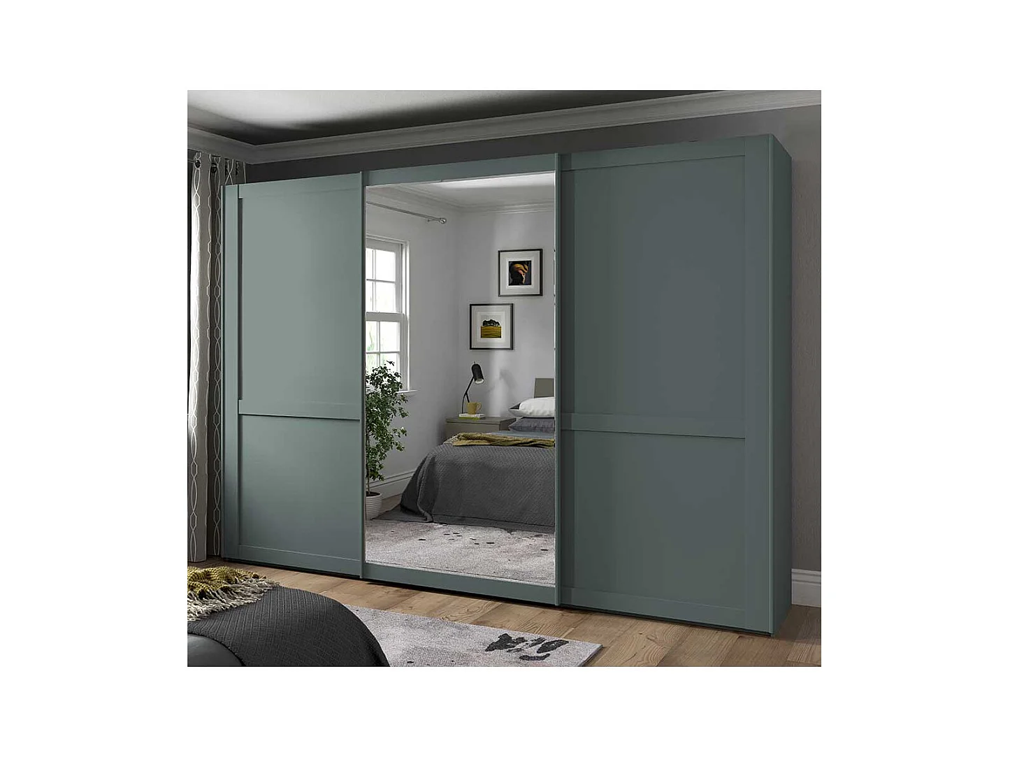 Kleiderschrank mit Schiebetüren in Graugrün Made in Germany