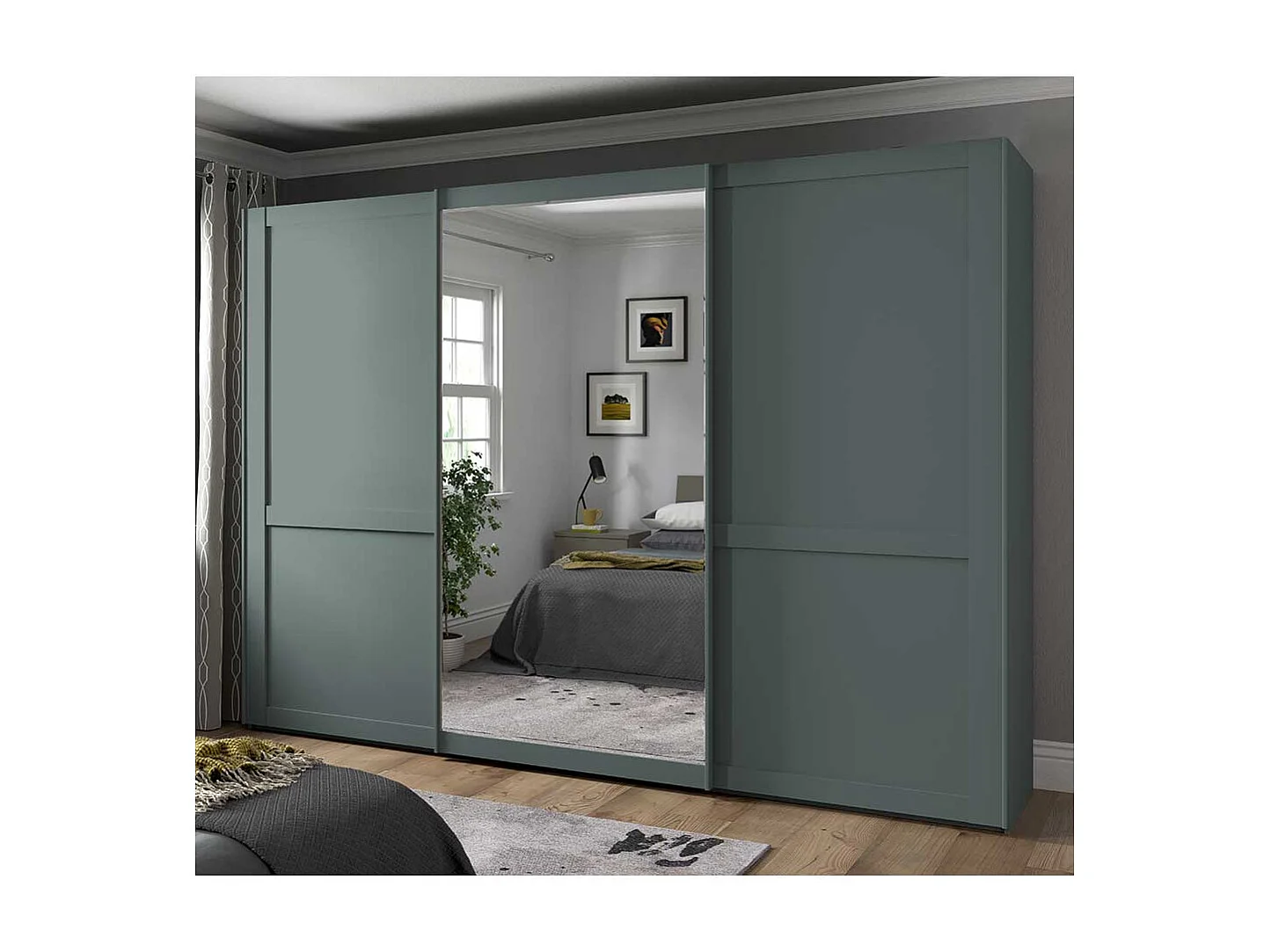 Kleiderschrank mit Schiebetüren in Graugrün Made in Germany