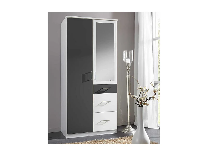 Kleiderschrank Gästezimmer mit drei Schubladen Spiegeltür