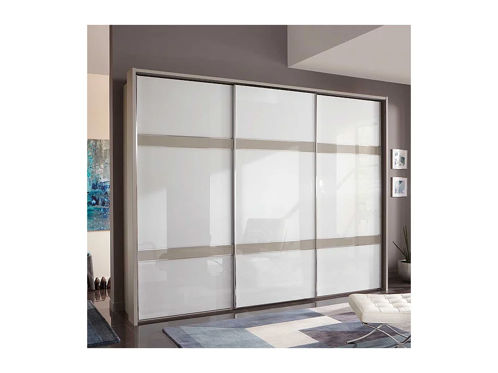 Kleiderschrank in Weiß und Hellgrau Made in Germany