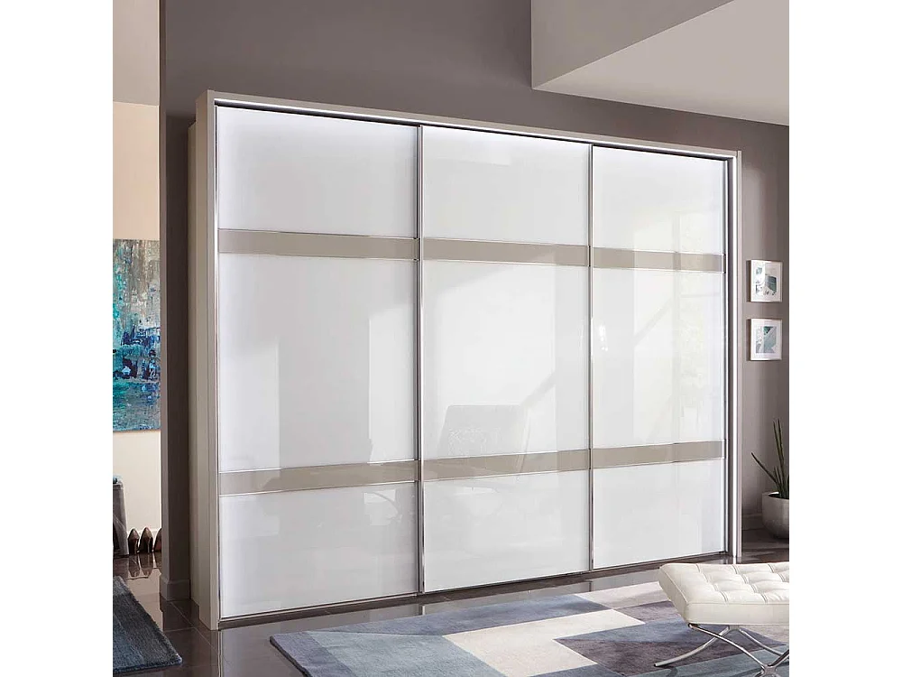 Kleiderschrank in Weiß und Hellgrau Made in Germany