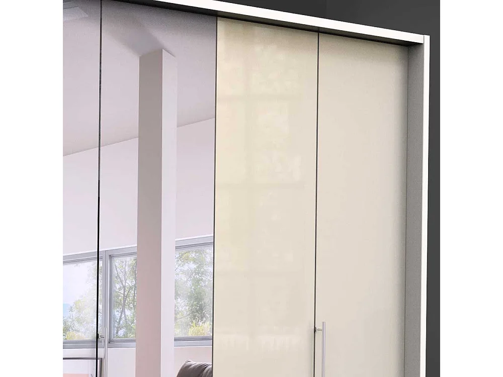 Spiegel Kleiderschrank mit Falttüren Cremefarben