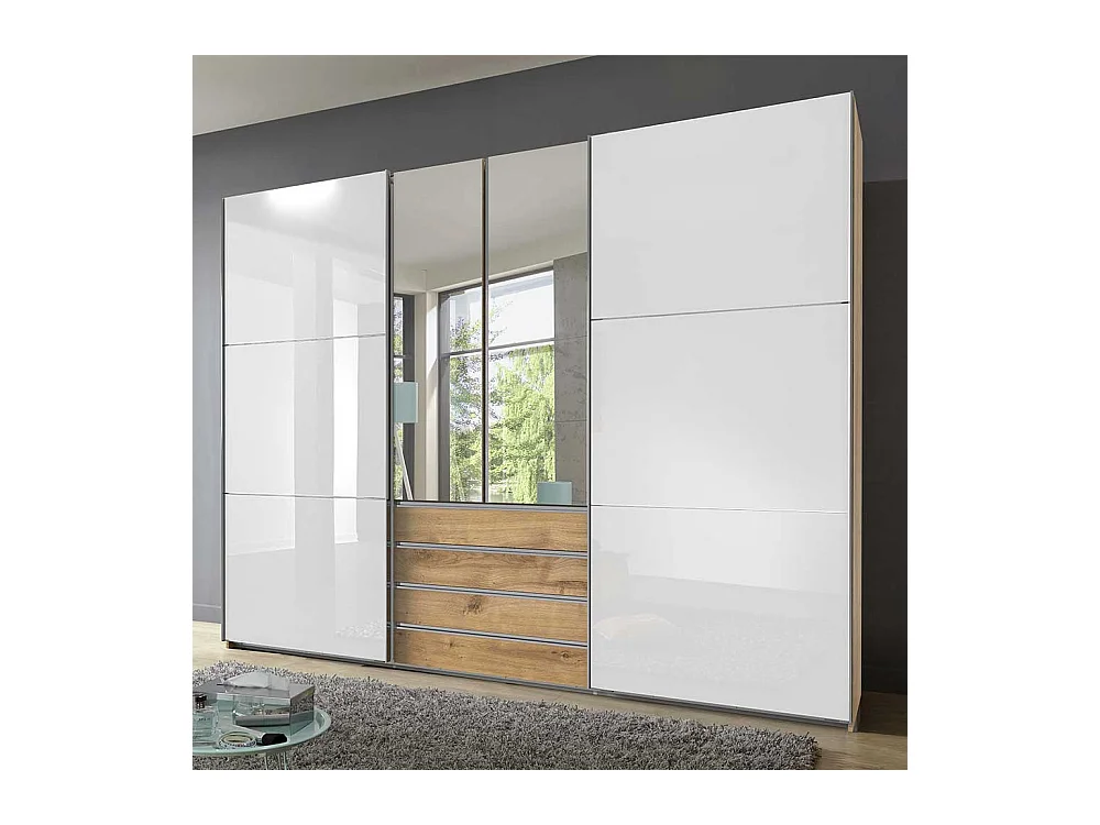 Schlafzimmerkleiderschrank 300 cm mit Dreh- und Schiebetüren 236 cm hoch