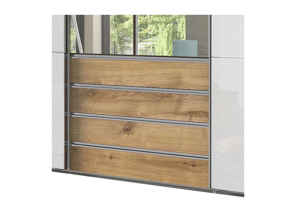 Schlafzimmerkleiderschrank 300 cm mit Dreh- und Schiebetüren 236 cm hoch